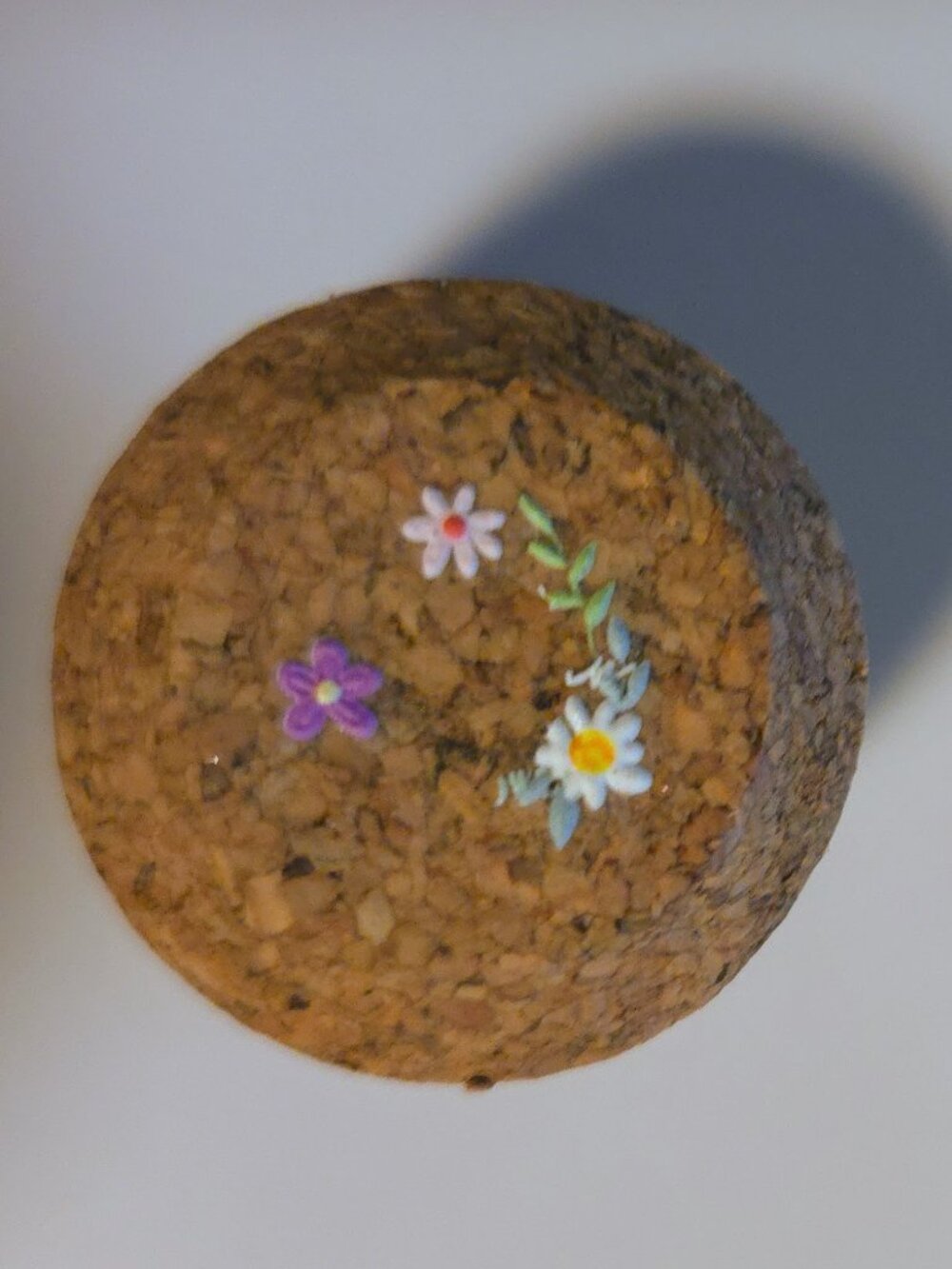 Brand New Hand Crafted Magnet Created from Champagne Cork Featuring Flowers